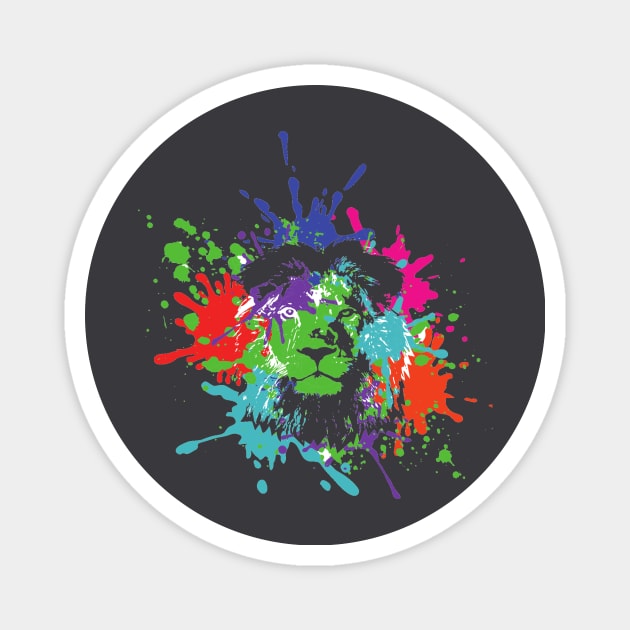 Paint Splatter Lion Magnet by robbonavoglia